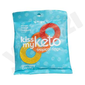 Kiss My Keto Tropical Rings Mango Orange Pineapple Gummy Candy 50Gm